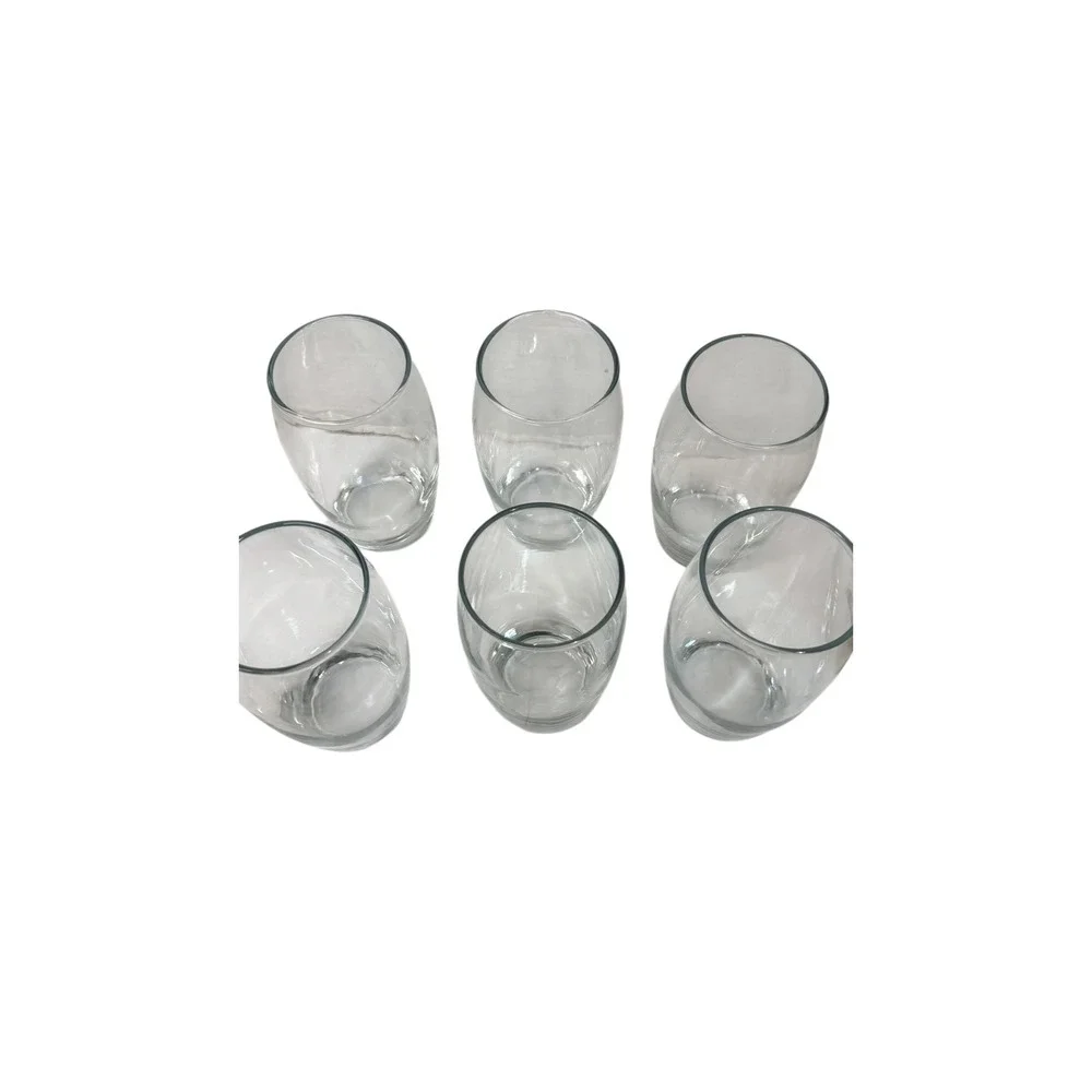 Stemless Wine Glasses Tumblers 6 Inch Tall Drinking Set of 6 Clear